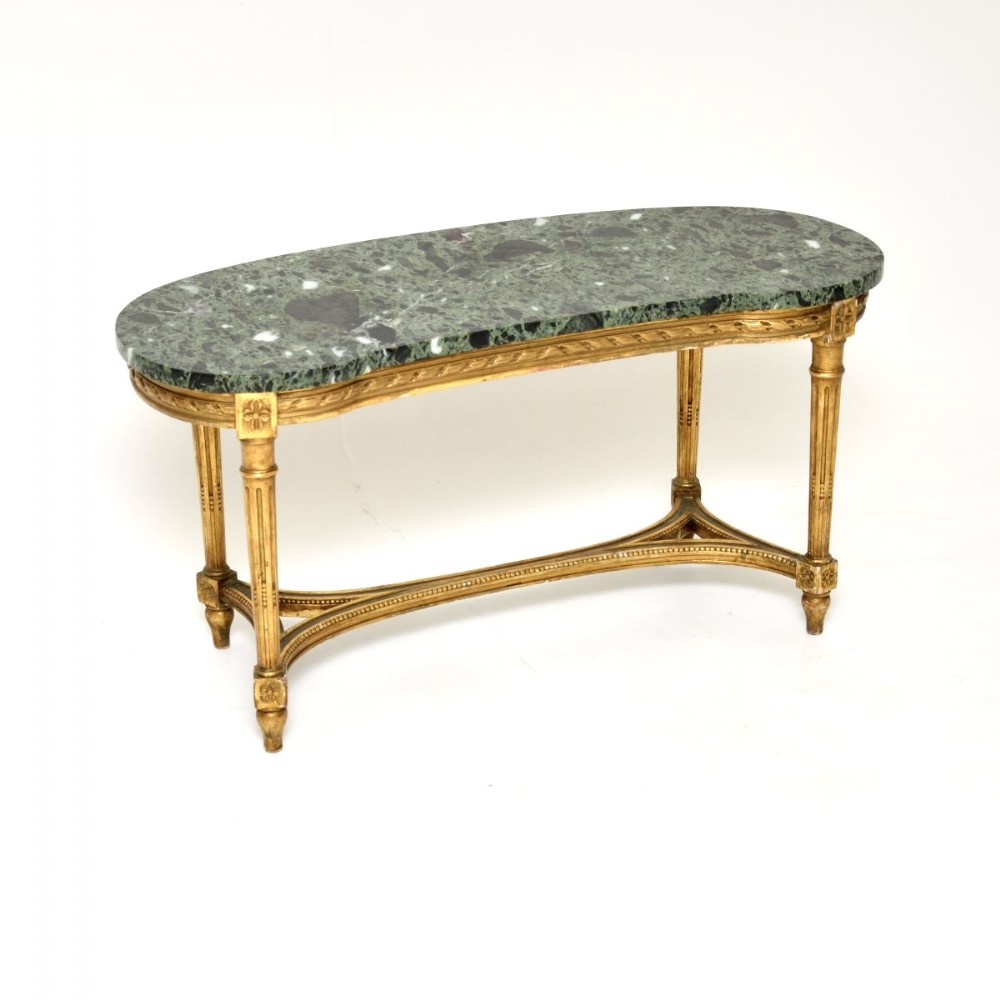 Antique French Gilt Wood Marble Top Coffee Table
