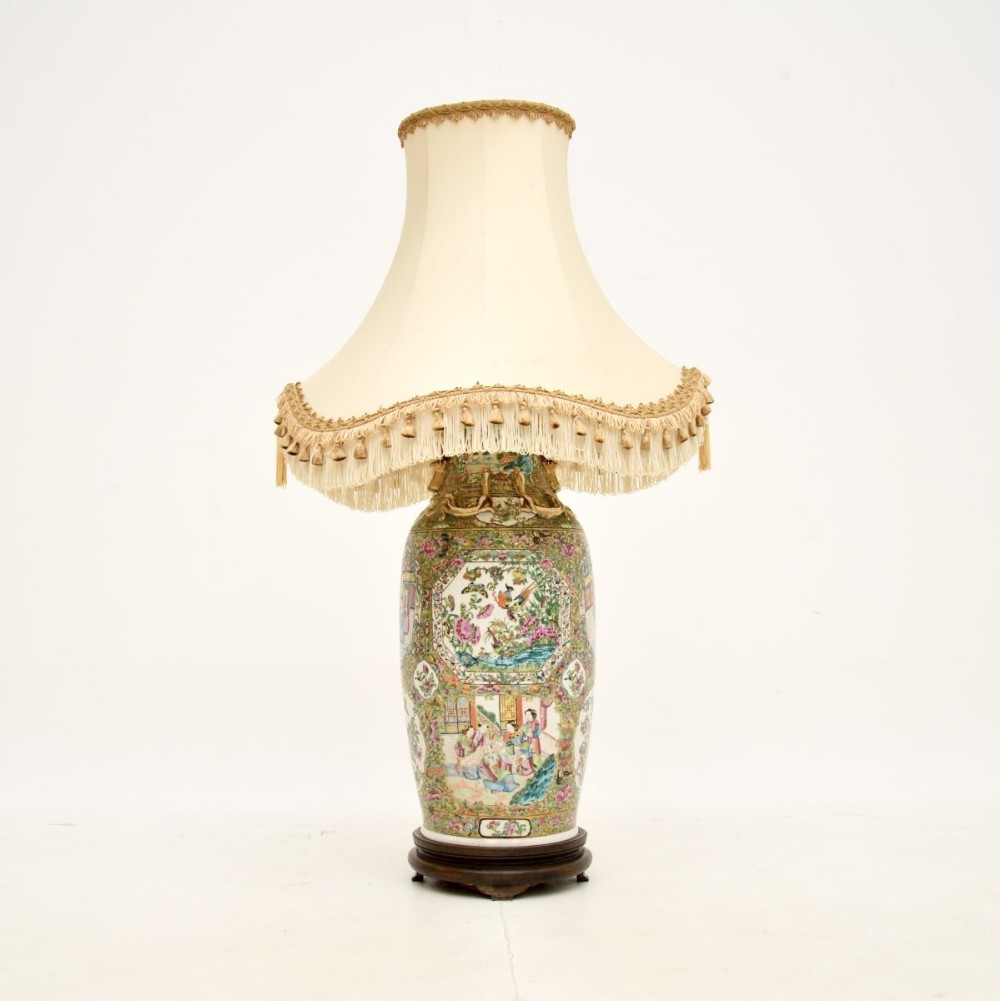 Large Antique Oriental Ceramic Table Lamp
