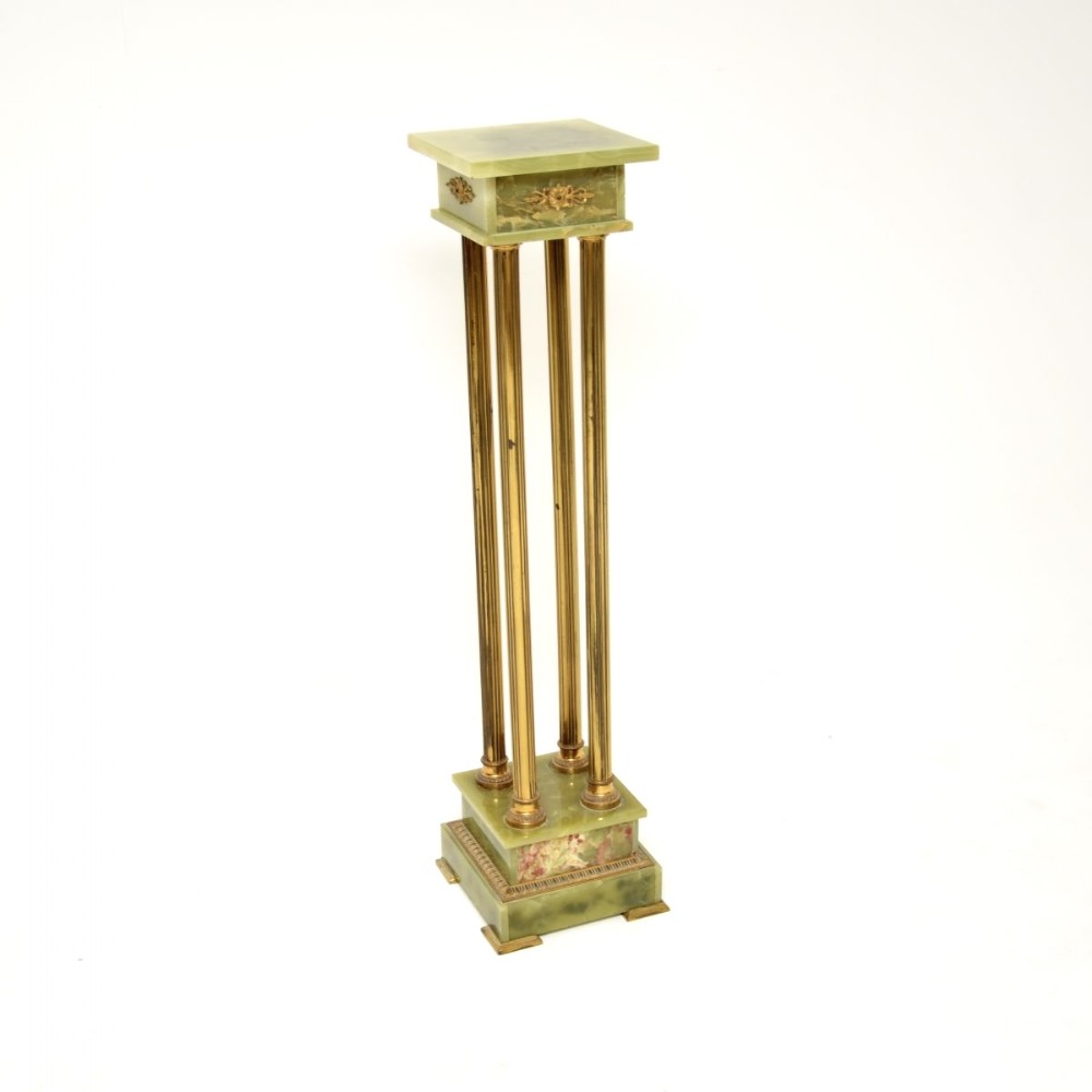Antique French Onyx and Brass Plant Stand Column
