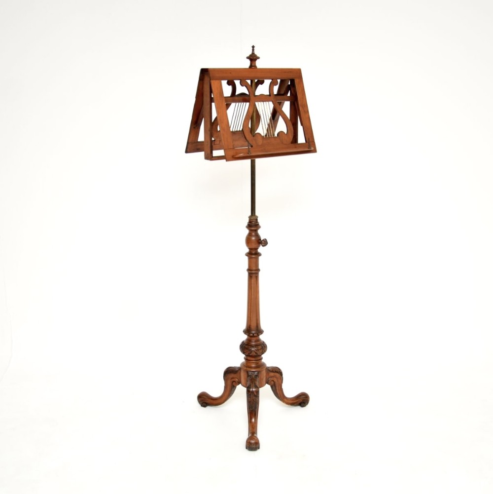 Antique Victorian Carved Walnut Music Stand
