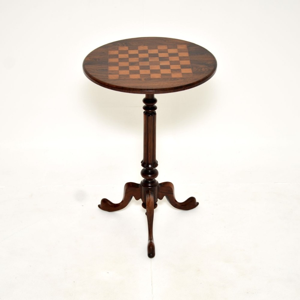 Antique Victorian Inlaid Rosewood Chess Table
