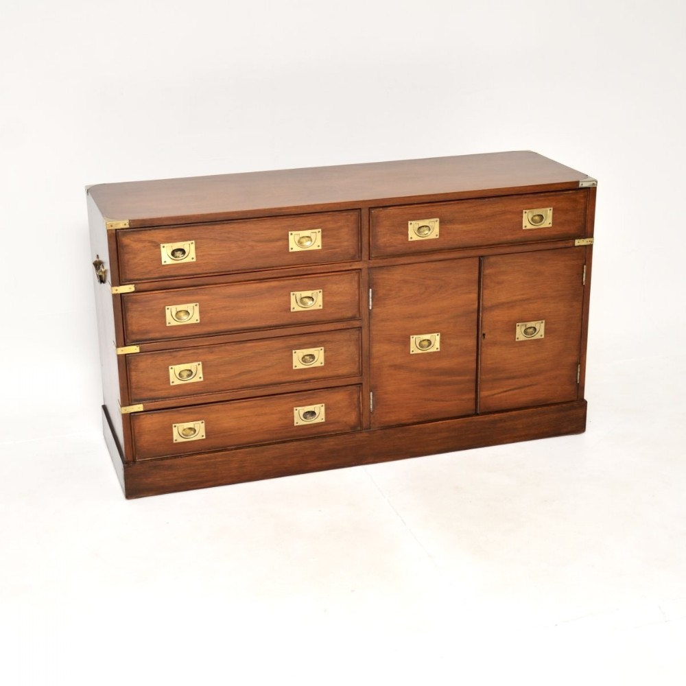 Antique Military Campaign Style Mahogany Sideboard
