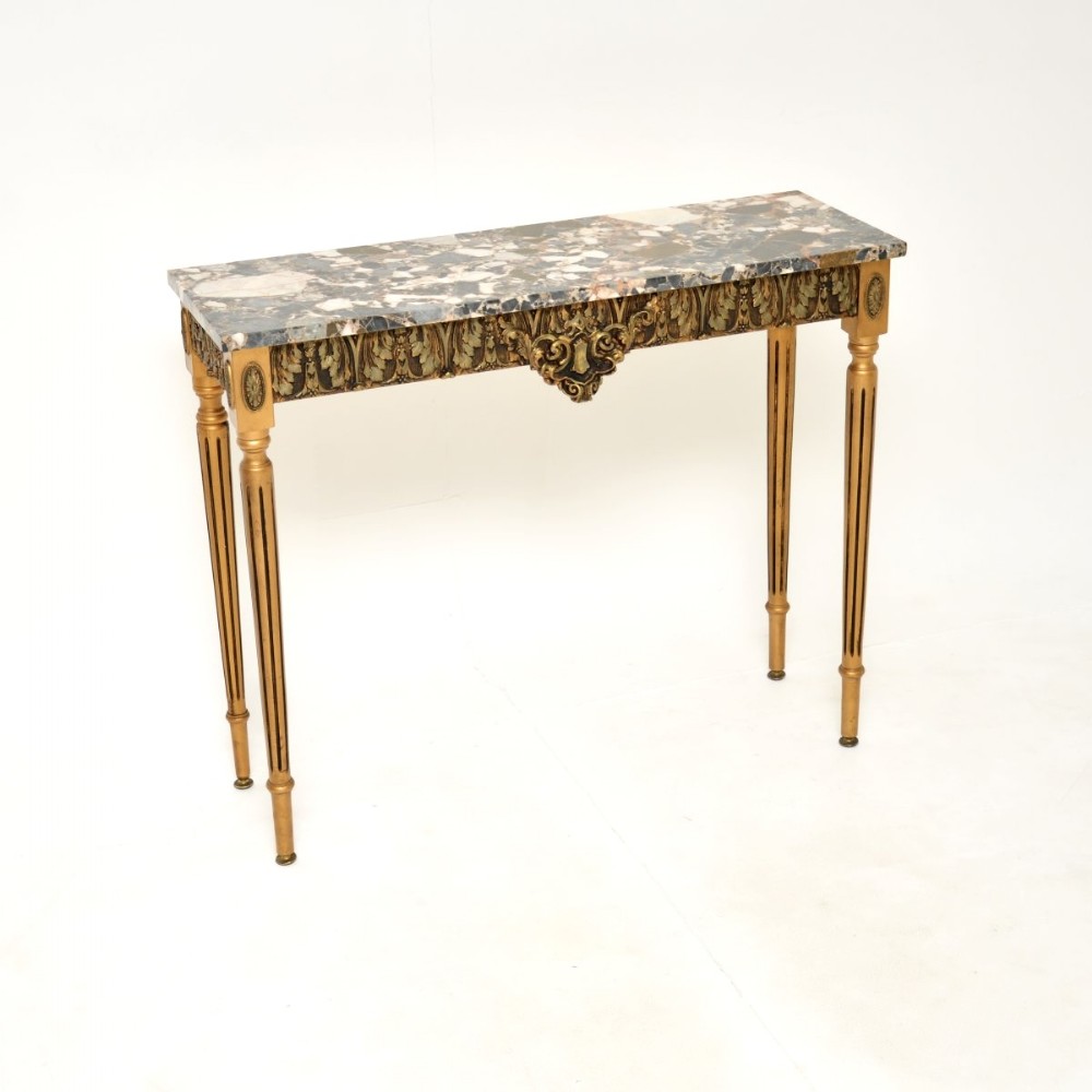 Antique French Gilt Wood Marble Top Console Table
