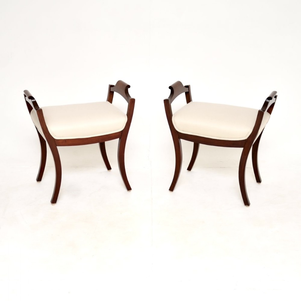 Pair of Antique Swedish Mahogany Stools
