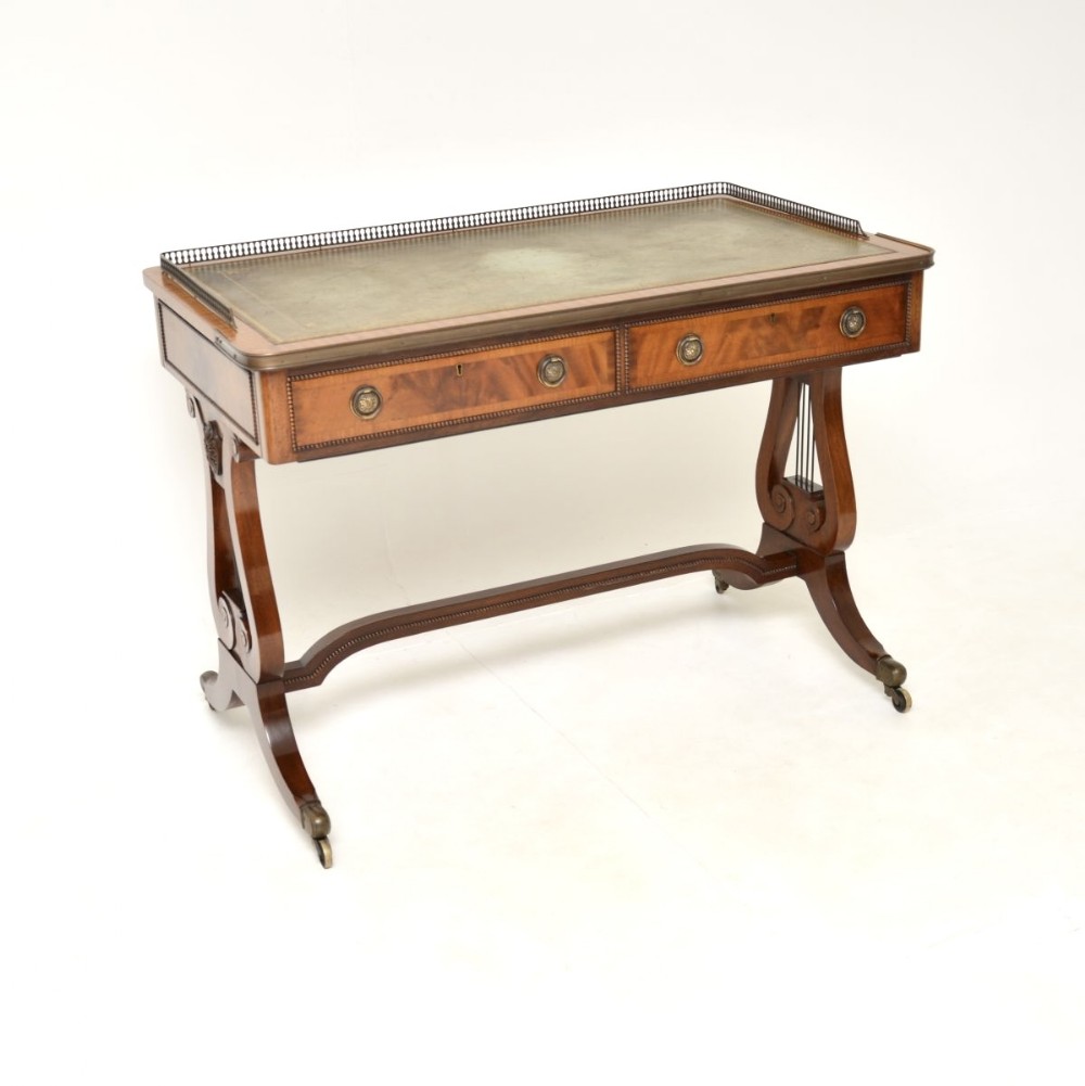 Antique Regency Style Mahogany Leather Top Writing Table
