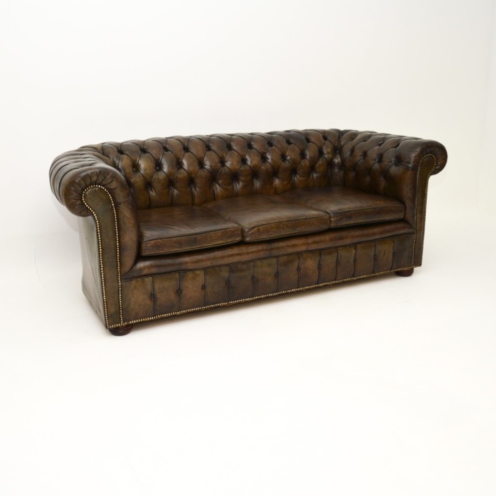 Antique Deep Buttoned Leather Chesterfield Sofa
