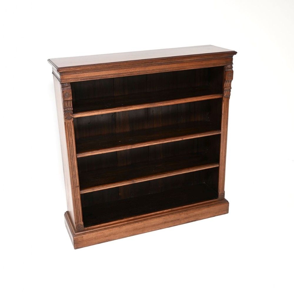 Antique Victorian Walnut Open Bookcase
