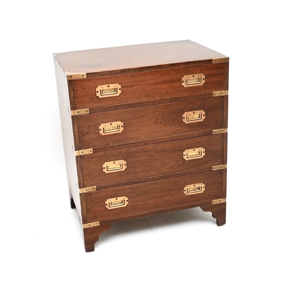 Antique Mahogany Military Campaign Style Chest of Drawers
