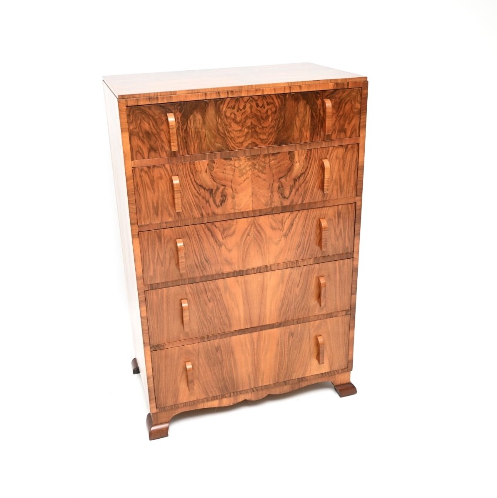 Art Deco Figured Walnut Chest of Drawers
