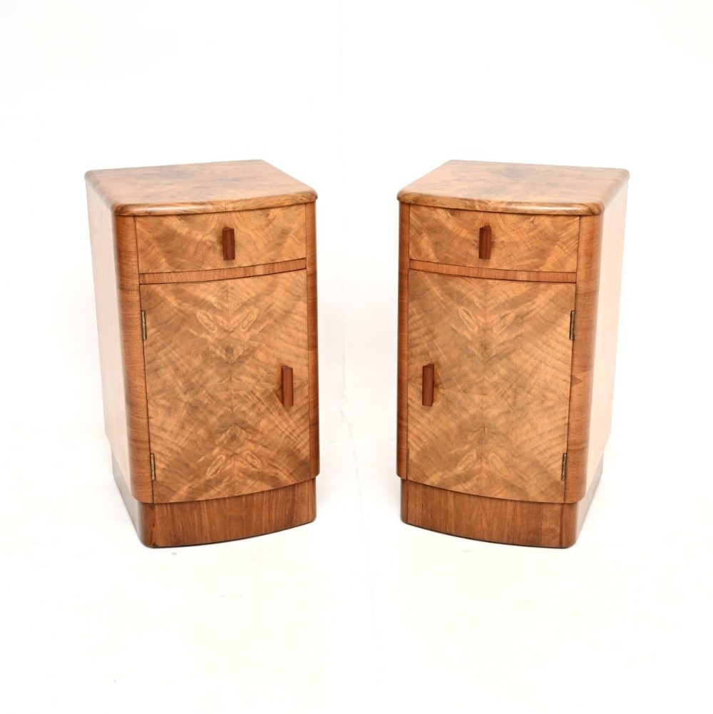 Pair of Art Deco Walnut Bedside Cabinets
