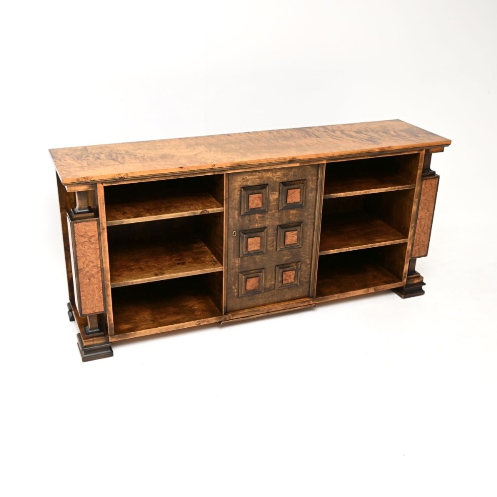 Swedish Art Deco Satin Birch and Walnut Cabinet / Bookcase
