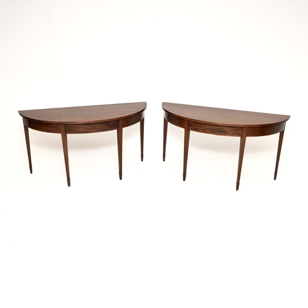 Pair of Antique Inlaid Mahogany Console Tables
