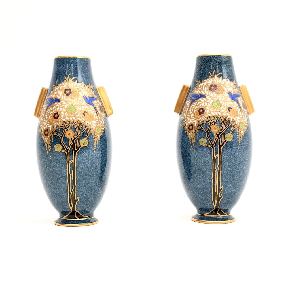 Pair of Antique Art Nouveau Royal Worcester Vases
