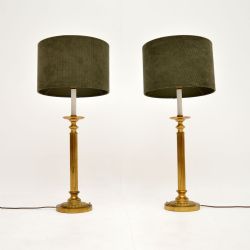 PAIR OF ANTIQUE FLUTED BRASS TABLE LAMPS