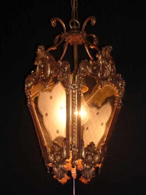 Antique £495 Gilt Brass Hall Lantern