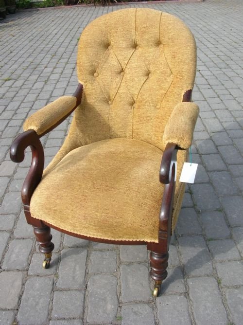 Antique Regency Mahogany Upholstered Armchair