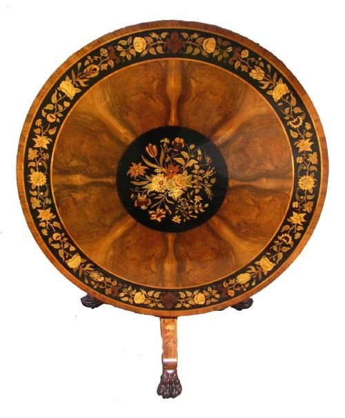 Antique 19th Walnut Inlaid Centre Table