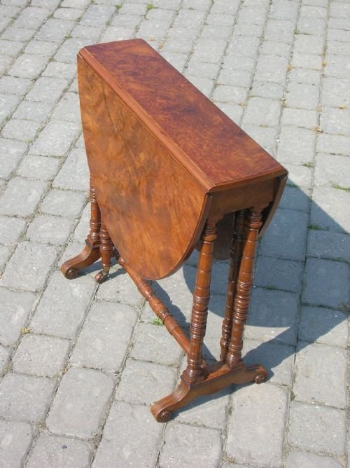 Antique 19th Burr Walnut Sutherland Table