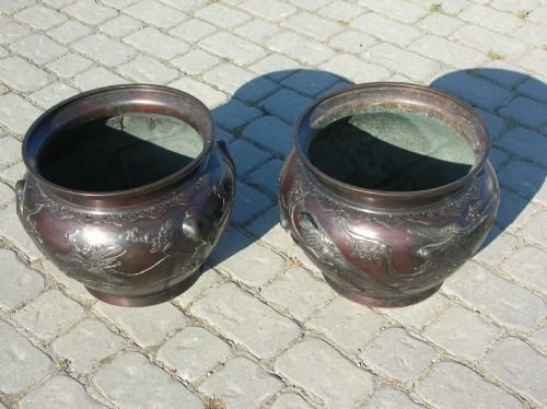 Antique Pair of Bronze Jardineres