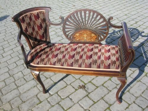 Antique Mahogany Inlaid Settee