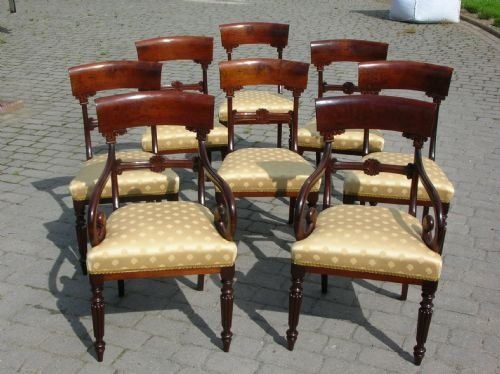 Antique Set of Eight Mahogany Dining Chairs