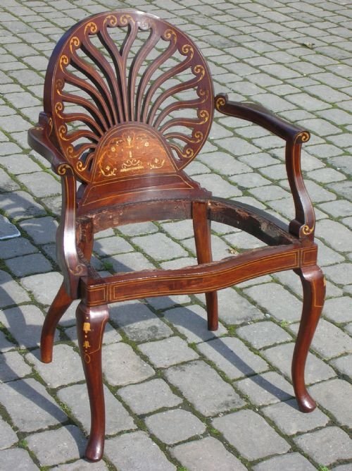 Antique Inlaid Mahogany Occasional Chair