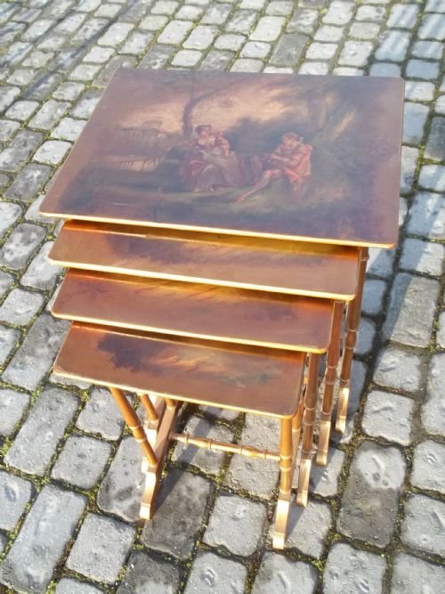 Antique Set of Four Painted Tables