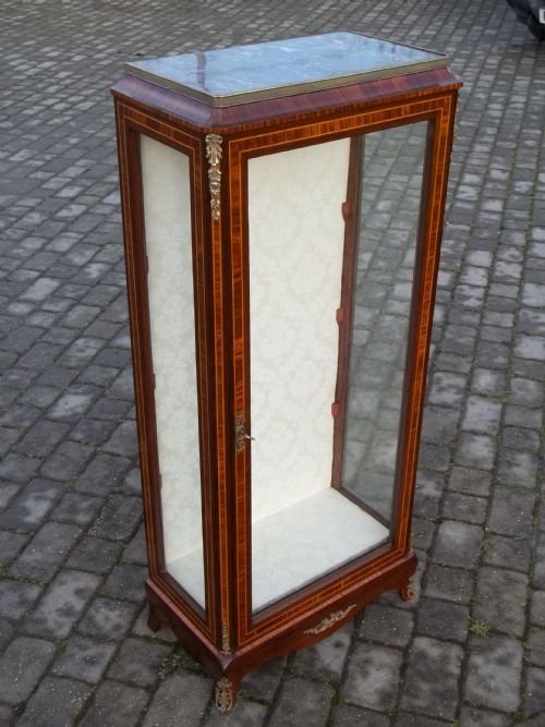 Antique Walnut Glazed Display Pier Cabinet