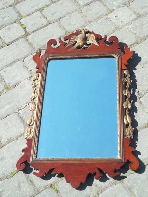 Antique Mahogany Fret Wall Mirror
