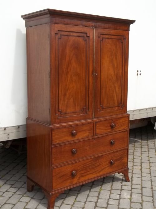 Antique Mahogany Linen Press Cupboard