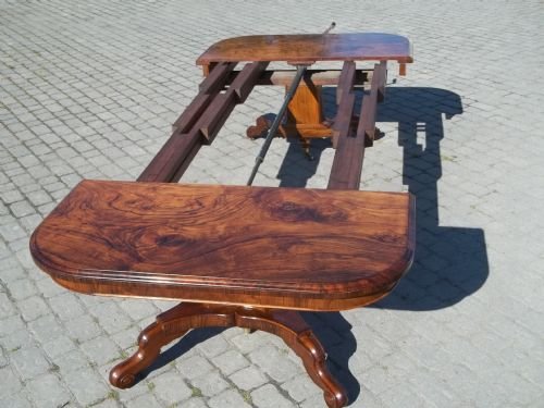 fig 1. Antique burl walnut extending dining table