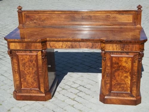 Antique Burr Walnut Pedestal Sideboard