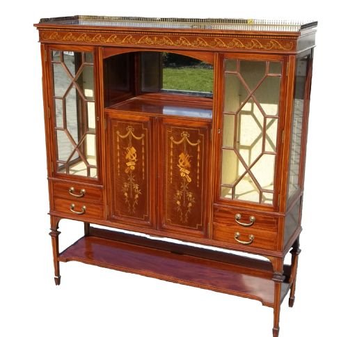 Antique Mahogany Inlaid Side Cabinet