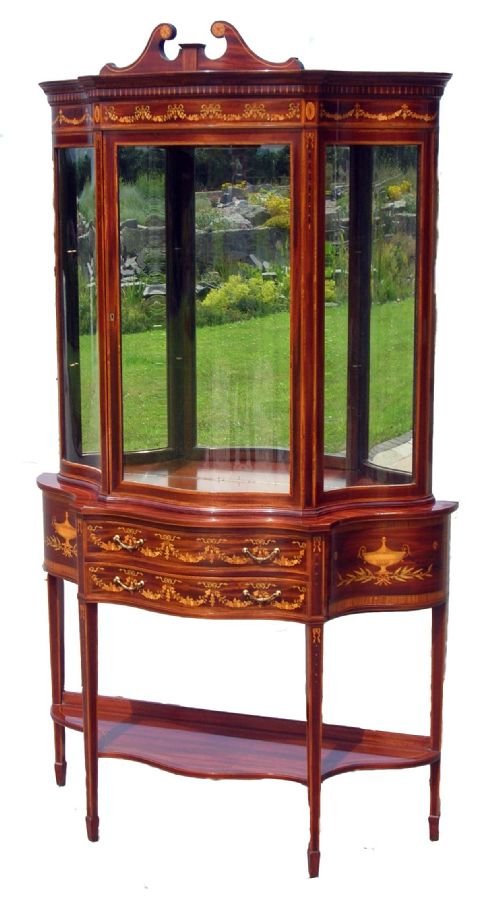 Antique Mahogany Inlaid Display Cabinet
