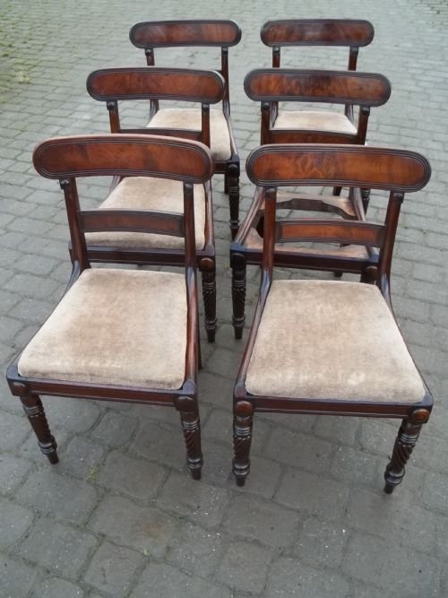 Antique Set Six Regency Mahogany Dining Chairs