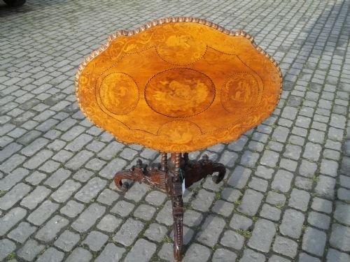 Antique Walnut Black Forest Inlaid Table