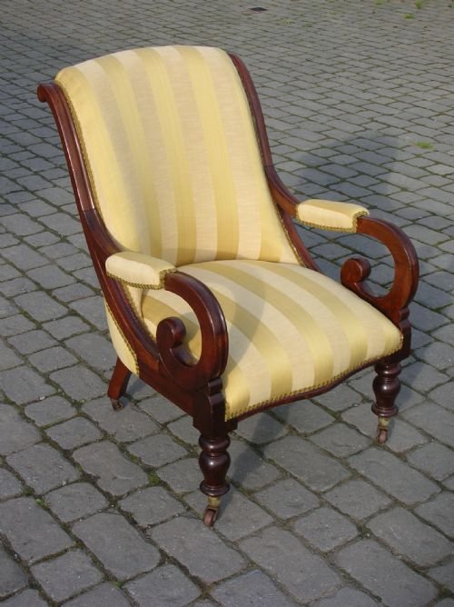 Antique Regency Upholstered Reading Armchair