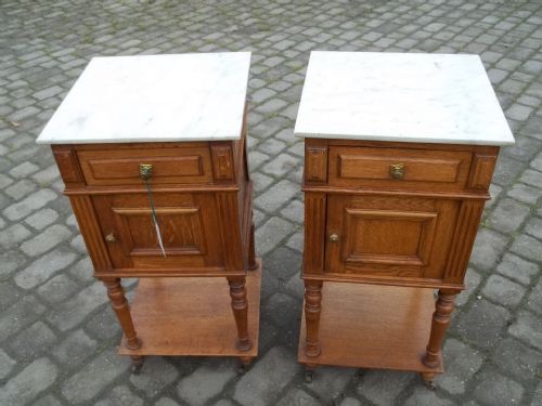Antique Pair Oak Bedside Cabinets