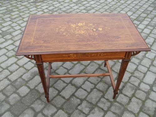 Antique Rosewood Marquetry Inlaid Console Pier Sofa Side Hall Lamp Table. C.1880.