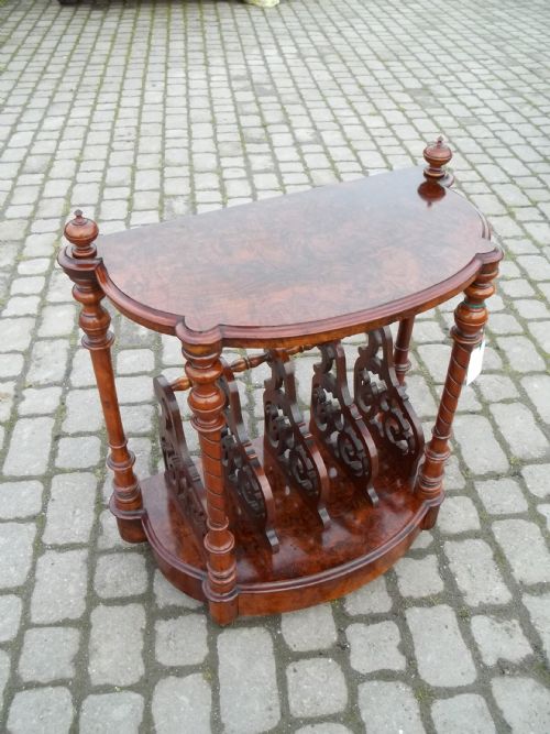 Antique Burr Walnut Canterbury Whatnot