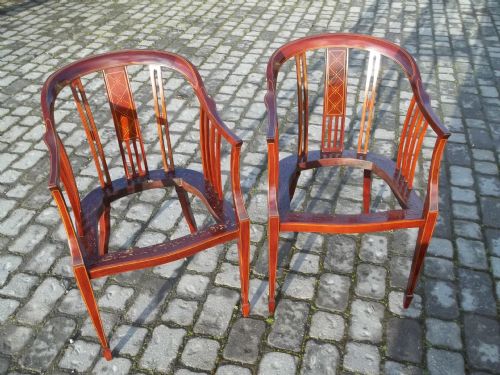 Antique Pair Mahogany Armchairs