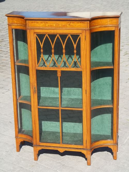 Antique Satinwood Bookcase Display Cabinet