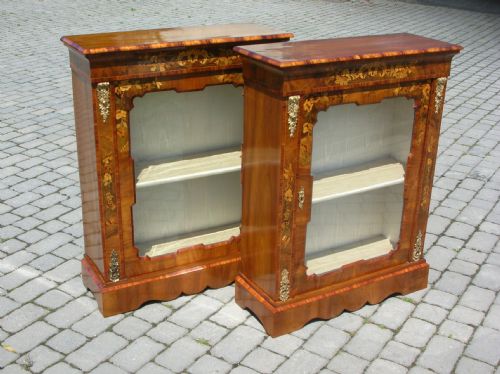 Antique Pair Walnut Pier Cabinets