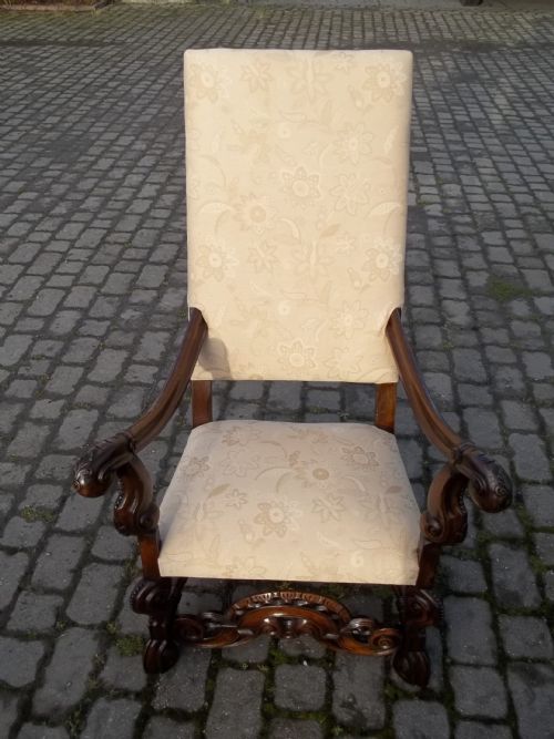 Antique Large Walnut Armchair