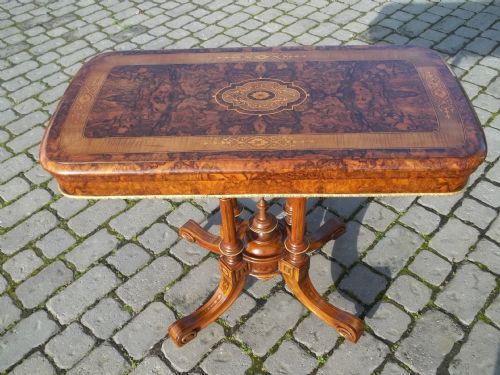 Antique Burr Walnut Inlaid Gillows Card Table