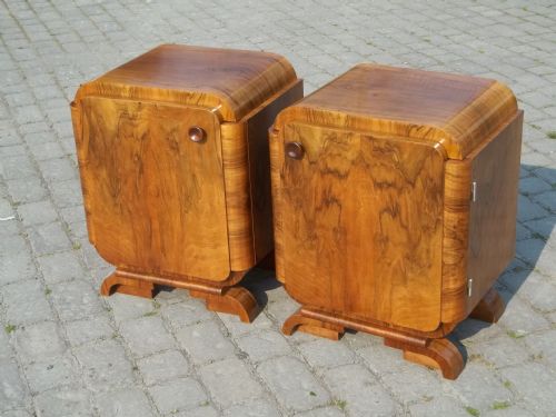 Antique Pair Walnut Bedside Cabinets