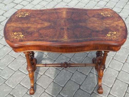 Antique Burr Walnut Inlaid Card Table