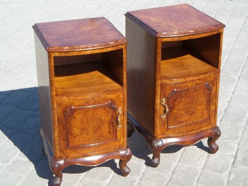 Antique Pair Walnut Bedside Cabinets