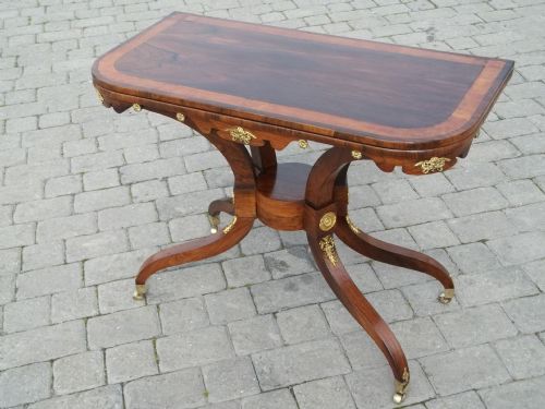 Antique Regency Rosewood Umbrella Card Table