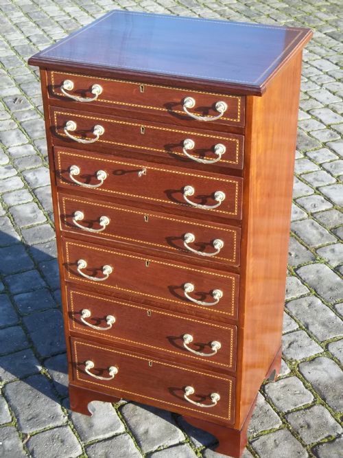 Antique Mahogany Wellington Inlaid Chest Drawers